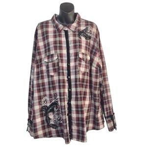 Maurices Premium Women's Western Design Plaid Button Down Shirt Size 4 (XXL)